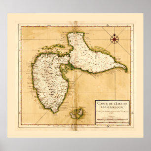 Carte de l'isle de la Guadeloupe (1742) Poster