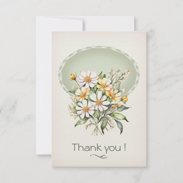 Carte de remerciement simple, Daisy Day Wishes Thank You Card (Front)