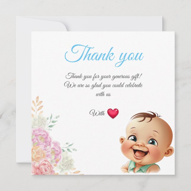 Carte De Remerciements Cadeau bébé 2 Thank You Card (Front)