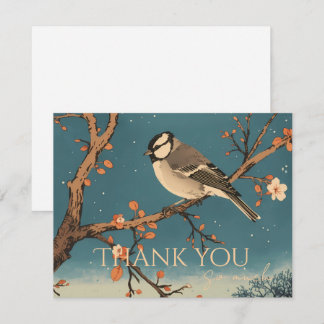 Carte De Remerciements Moonlit Bird on Blossom Bra Thank You Card