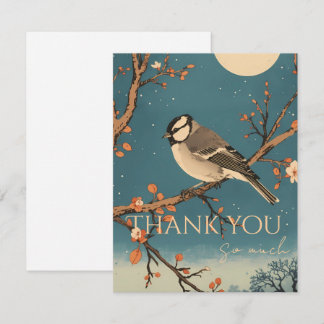 Carte De Remerciements Moonlit Bird on Blossom Bra Thank You Card