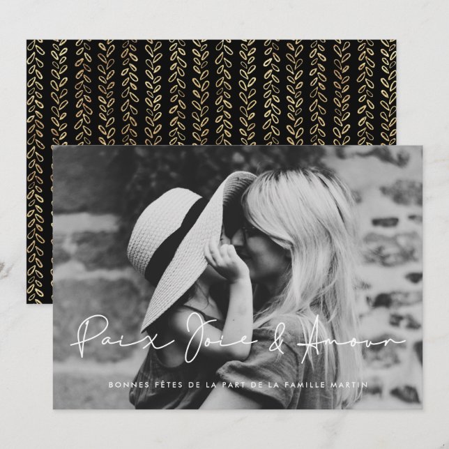 Carte de vœu photo Paix Joie & Amour Holiday Card (Front/Back)