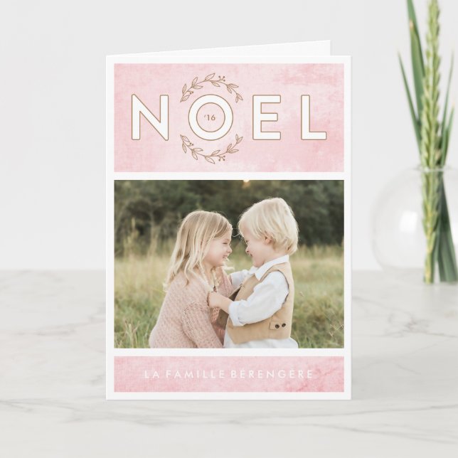 Carte de voeux de rose et d'or de Noël Card (Front)