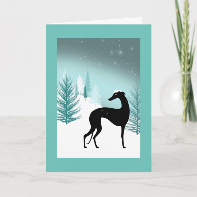Carte de vœux Greyhound sous la neige Holiday Card (Front)