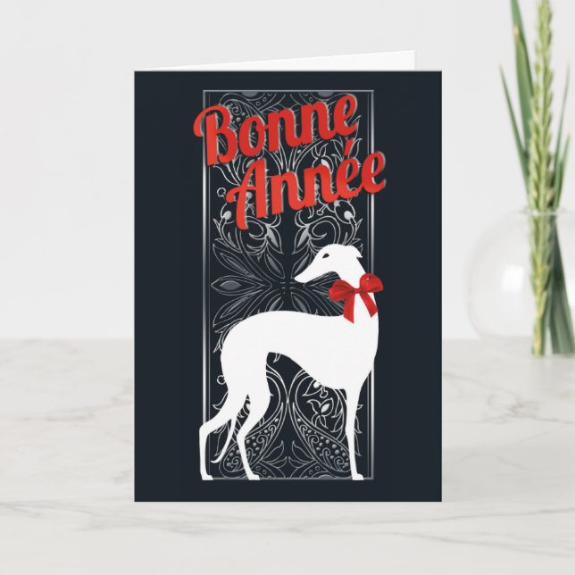 Carte de vœux Greyhounden fête Holiday Card (Front)
