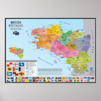 Carte des pays historiques de Bretagne Poster