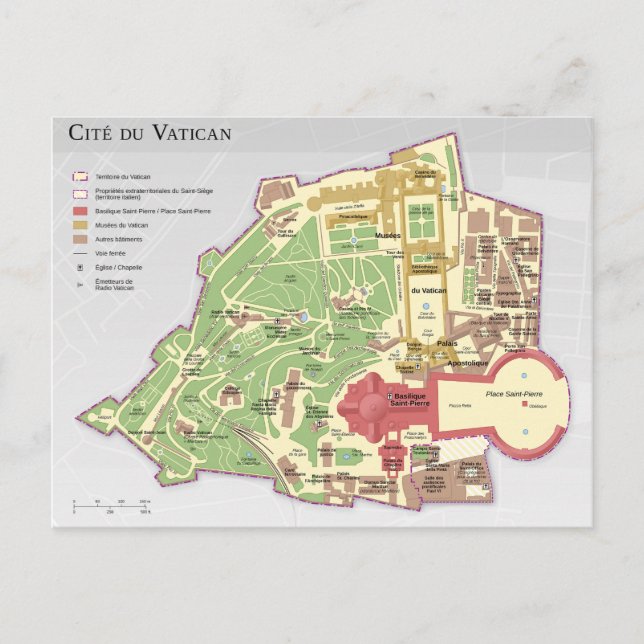 Carte du Cité du Vatican Diagramme Postcard (Front)