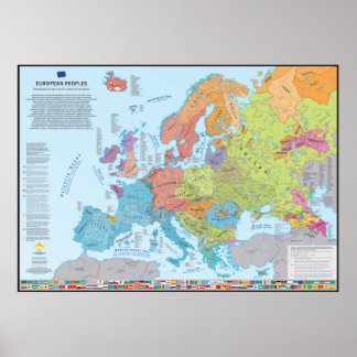 Carte ethnographique des peuples d'Europe Poster
