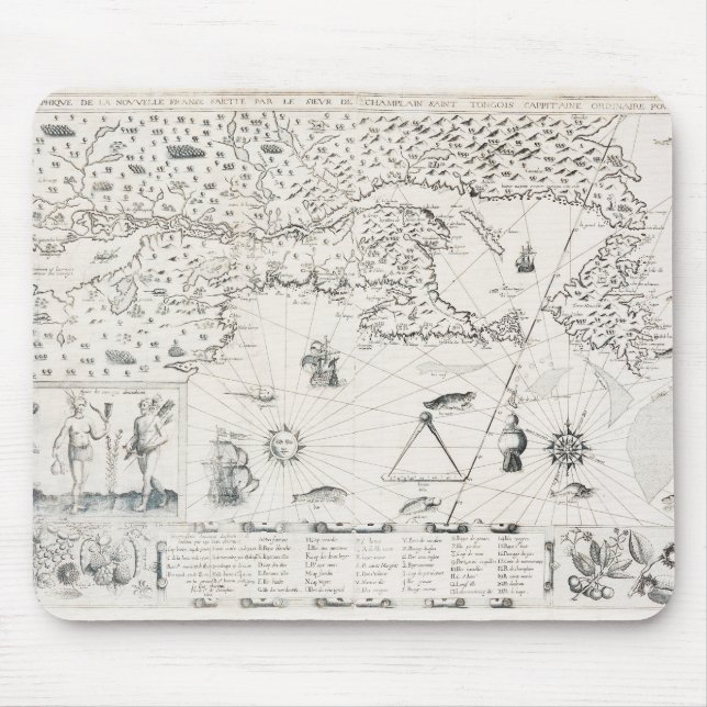 Carte Française Canada (Québec) par Champlain 1612 Mouse Mat (Front)