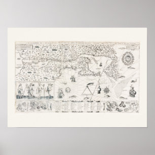 Carte Française Canada (Québec) par Champlain 1612 Poster