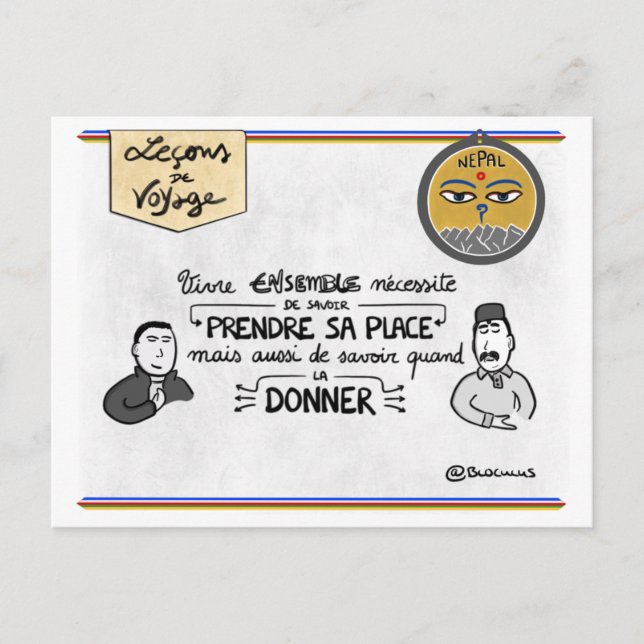 Carte leçons de voyage : Prenez votre juste place Postcard (Front)