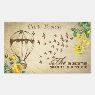 Carte Postal Vintage Hot Air Balloon Scrapbook Rectangular Sticker