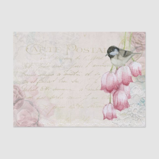 Carte Postale Bird Amongst Flowers Tissue Paper (Front)