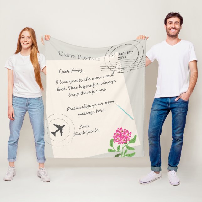 Carte Postale custom message personal love note Fleece Blanket (In Situ)