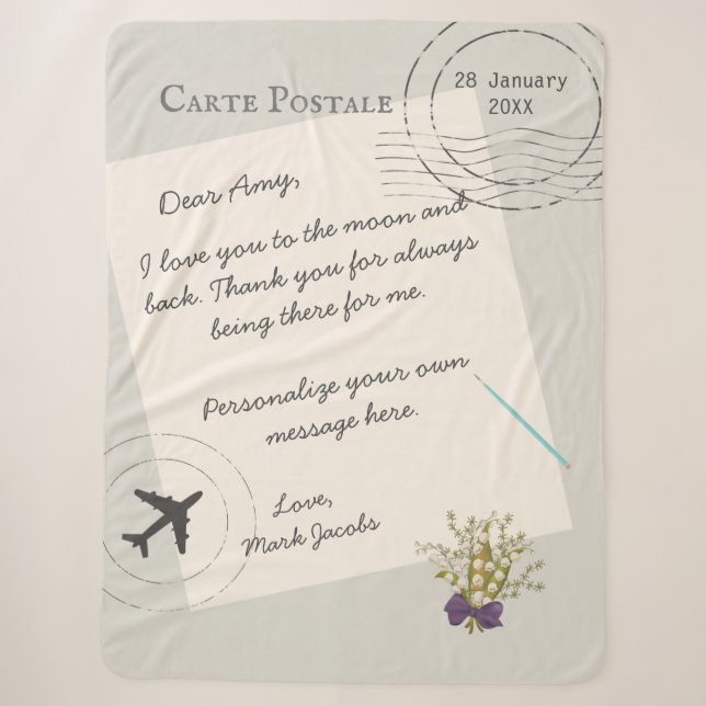 Carte Postale custom message personal love note Sherpa Blanket (Front)