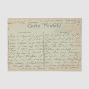 Carte Postale English Script Vintage Green Tissue Paper