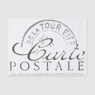 Carte Postale French Vintage Decoupage Paris Text Tissue Paper