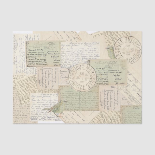 Carte Postale Postmark Bird Vintage Collage Tissue Paper (Front)