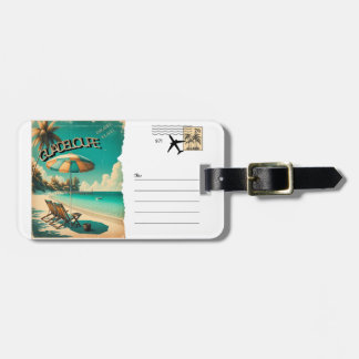 Carte Postale Rétro Guadeloupe Plage Exotique Luggage Tag