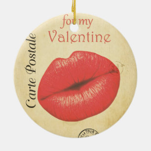 Carte Postale Valentine Kiss Ceramic Tree Decoration