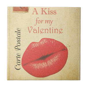 Carte Postale Valentine Kiss Tile