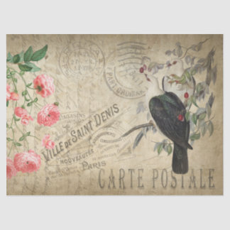 carte postale vintage decoupage tissue paper