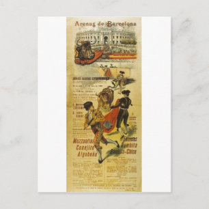 Cartel Toros Barcelona - Bullfighting Matador Postcard