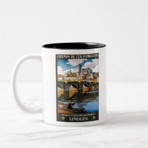 Cartel vintage de viaje limoges Two-Tone coffee mug