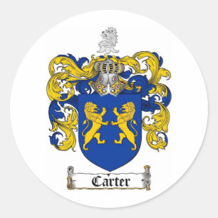 CARTER FAMILY CREST -  CARTER COAT OF ARMS CLASSIC ROUND STICKER