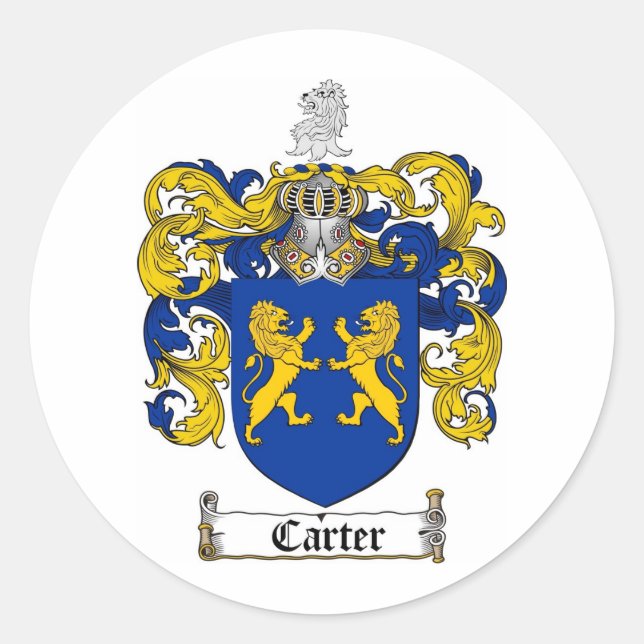 CARTER FAMILY CREST -  CARTER COAT OF ARMS CLASSIC ROUND STICKER (Front)