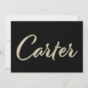 Carter Name white gold Handwriting Card