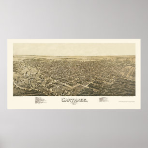 Carthage, MO Panoramic Map - 1891 Poster