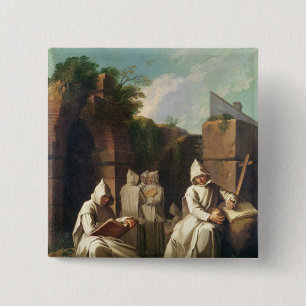 Carthusian Monks in Meditation 15 Cm Square Badge