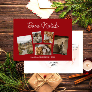 Cartolina di Natale Collage di Foto Festivo Holiday Card