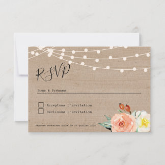 Carton réponse RSVP Champêtre Guinguette