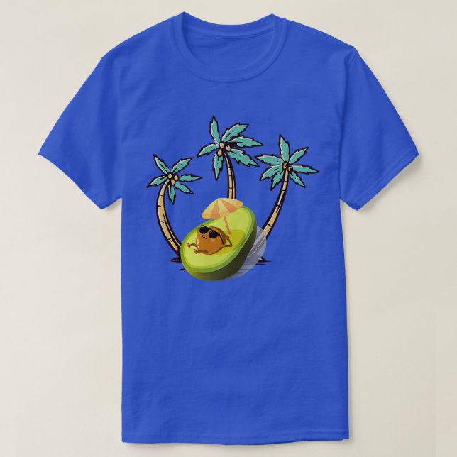 cartoo avocado in the beach with sunglasses T-Shirt (Design Front)