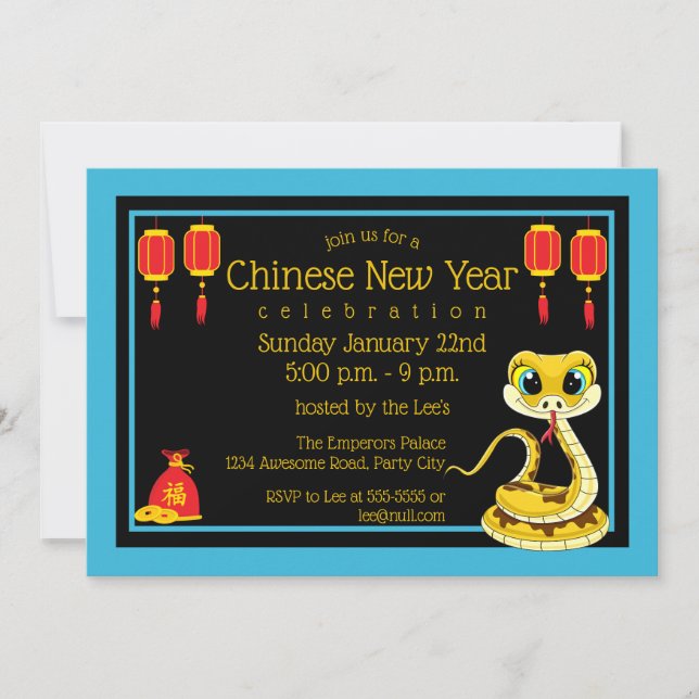 Cartoon 2025 Chinese New Year of Snake Invitation (Front)
