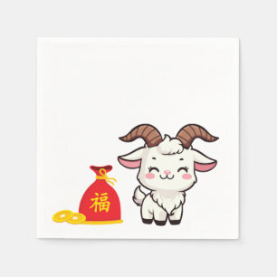 Cartoon 2026 Chinese New Year of Goat Napkin