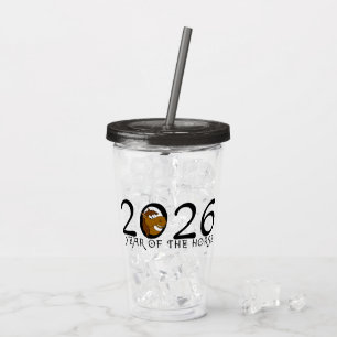 Cartoon 2026 Chinese New Year of Horse Acrylic Tumbler