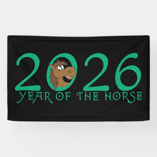 Cartoon 2026 Chinese New Year of Horse Banner (Horizontal)