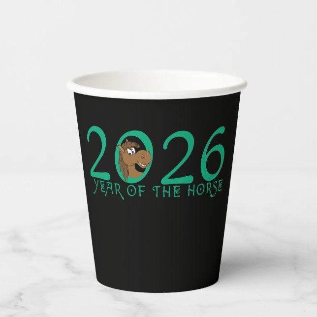 Cartoon 2026 Chinese New Year of Horse Paper Cups (Front)