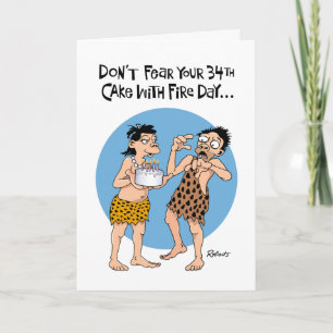 Cartoon 34th Birthday Card