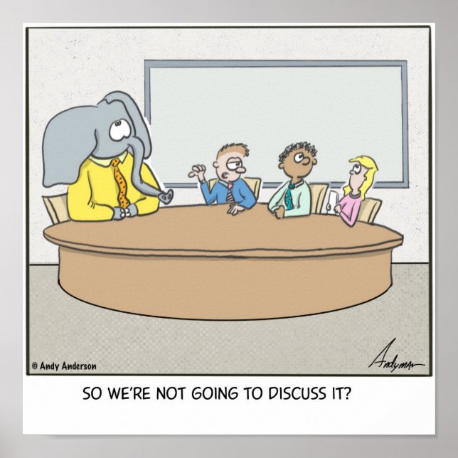Cartoon about the elephant in the room poster (Front)
