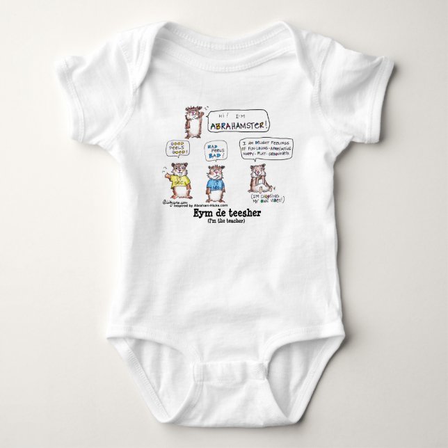 Cartoon Abrahamster Funny Baby Bodysuit (Front)