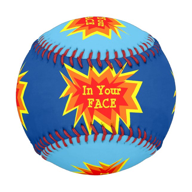 Cartoon Action Bubble In Your Face Smack Talk Baseball (Front)