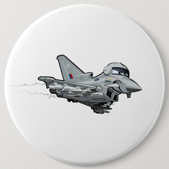 Cartoon aeroplane 6 cm round badge (Front)