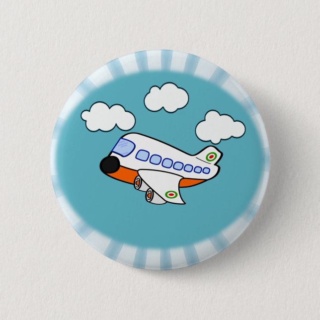 Cartoon Aeroplane 6 Cm Round Badge (Front)