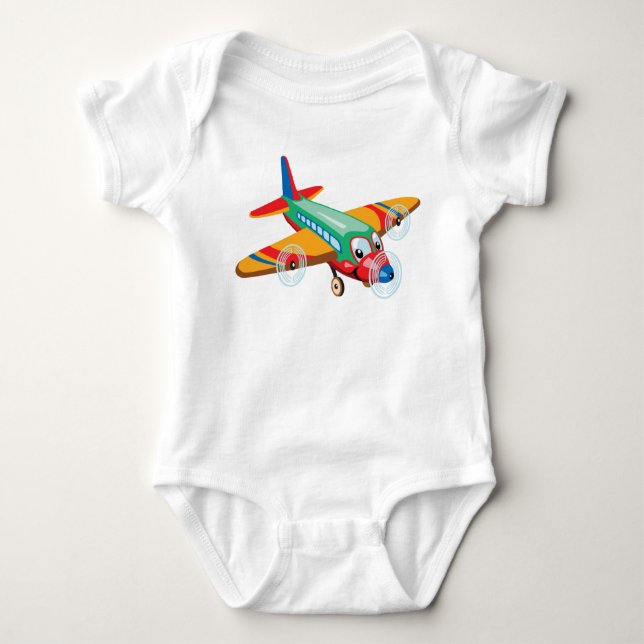 cartoon aeroplane baby bodysuit (Front)