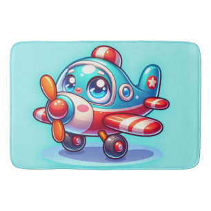 Cartoon aeroplane blue   bath mat