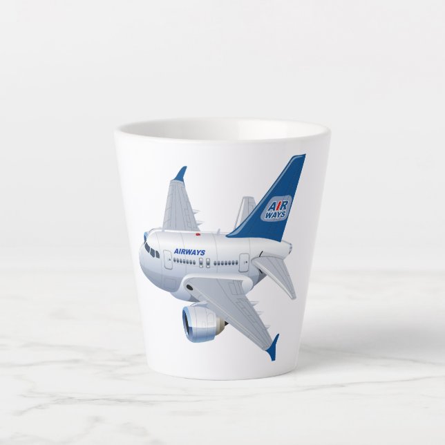Cartoon aeroplane latte mug (Front)